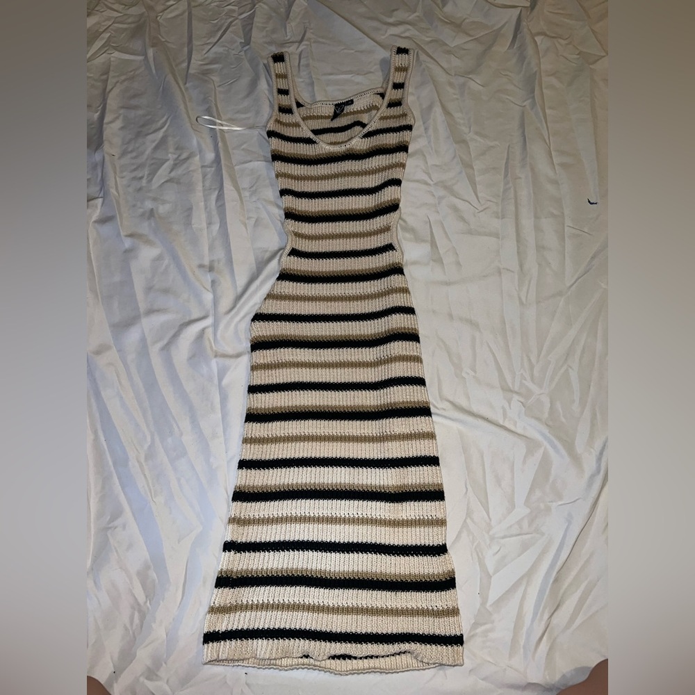 WINDSOR Striped Black and Cream Knit Dress